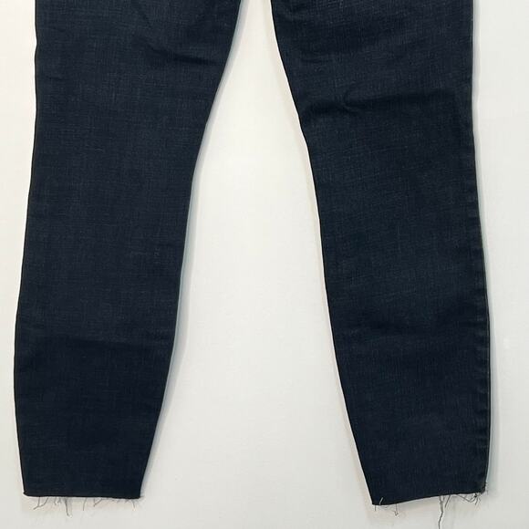 Good American Good Waist Size 2/26 Tapered Leg Denim Jeans Raw Hem in Blue631 - Picture 8 of 14